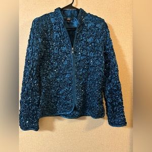 MSK satin and sequin pucker jacket